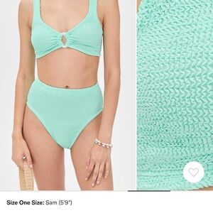 Hunza G Light Green Textured Swimwear